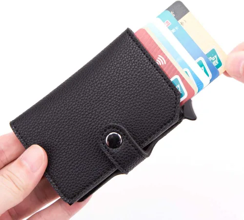 Miniatura 12 de Tarjetero de crédito Slim Wallet Front Pocket Protector Pop Up Design Aluminio hasta 7