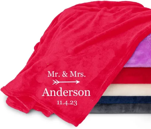 Miniatura 8 de Manta personalizada para parejas con nombre y fecha de aniversario, súper suave y acogedora, manta personalizada de Mr. y Mrs. para parejas, regalos