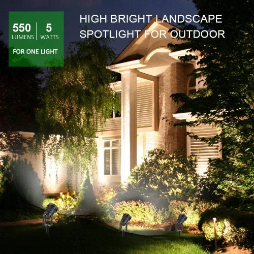Miniatura 5 de Romwish Foco LED de paisaje de 5 W, iluminación de paisaje al aire libre de 120 V, enchufe de 550 lúmenes, luces LED impermeables para paisaje