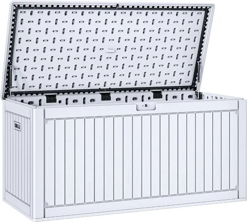 Miniatura 43 de YITAHOME Caja grande de resina de 100 galones, cajas de almacenamiento al aire libre para muebles de patio, cojines de exterior, herramientas