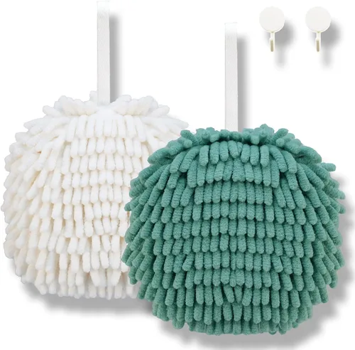 HR Huare Technology Toallas de mano de chenilla, bola mullida de felpilla ultra absorbente, secado instantáneo, toalla de mano suave como la nube