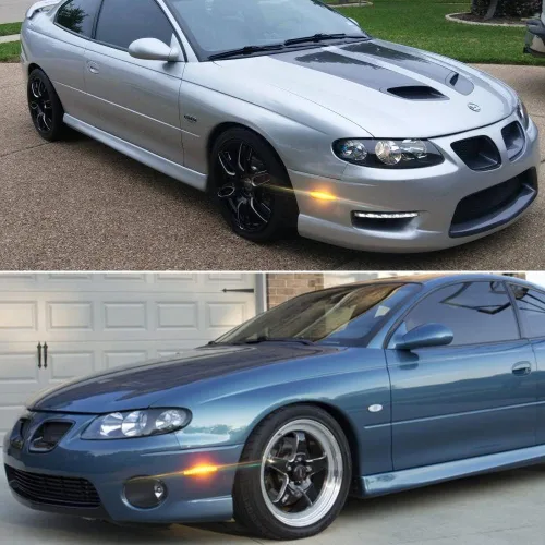 Miniatura 6 de Kit de lentes ahumadas negro con luz LED ámbar completa compatible con Pontiac GTO 2004 2005 2006 reemplazo de montaje parachoques delantero lado