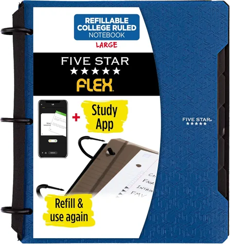 Miniatura 18 de Five Star Flex - Cuaderno recargable + aplicación de estudio, papel rayado universitario y carpeta de anillos TechLock de 1 pulgada con bolsillos