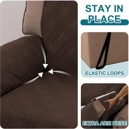 Miniatura 4 de Turquoize Fundas impermeables para sofá de 3 cojines, aptas para mascotas, antideslizante, protector de muebles lavables para mascotas, niños, Roble