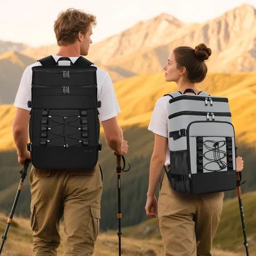 Miniatura 3 de MIYCOO Mochila enfriadora – 40 latas con aislamiento para hombres y mujeres, portátil con 2 compartimentos a prueba de fugas, bolsa enfriadora