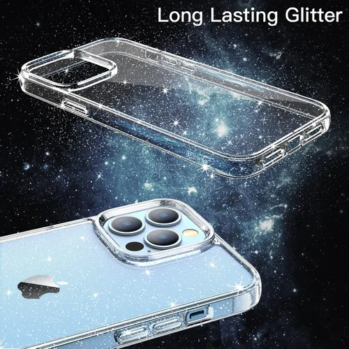 Miniatura 3 de JETech Funda con purpurina para iPhone 13 Pro de 6.1 pulgadas, a prueba de golpes, bonita y brillante para mujeres y niñas (transparente)