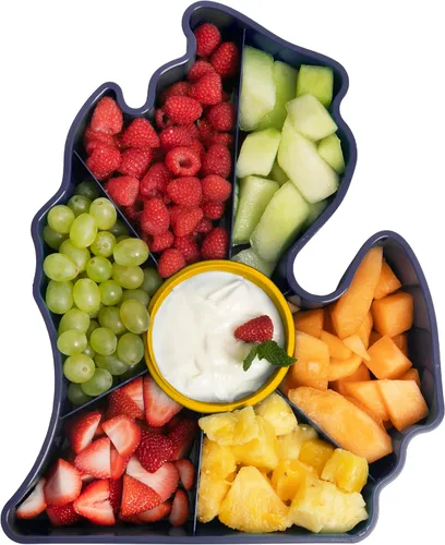 Miniatura 4 de KOLORAE Bandeja de Servicio Michigan - Bandeja Reutilizable Única de 7 Compartimentos en Forma de Guante del Estado con Taza para Aderezo. Ideal