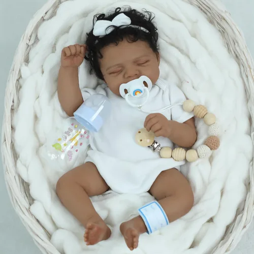 Miniatura 7 de SCOM Muñecas de bebé renacidas Niño Negro - 18 Pulgadas Muñecas recién nacidas realistas Muñecas de bebé recién nacidas afroamericanas Muñeca