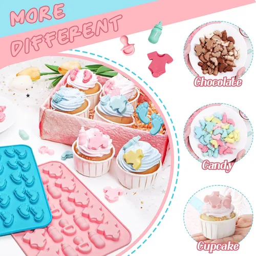 Miniatura 2 de Webake Molde para pies de bebé, molde para chupete de biberón, tamaño de bocado, moldes de silicona para caramelos de chocolate, molde de goma
