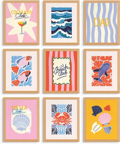 Miniatura 7 de Impresiones de playa para pared, carteles costeros, decoración de habitaciones playeras, impresiones artísticas costeras, obras náuticas retro