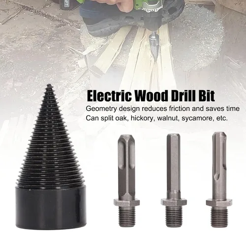 Miniatura 2 de Wood Splitter Drill Bits, Easy Log Splitting Drill Bits Firewood Log Splitter Bit Set Wood Splitting Wedge Tools Compatible with Hand or Electric