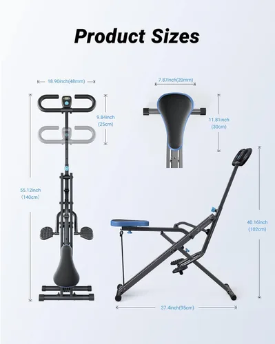 Miniatura 9 de Máquina de sentadillas, MERACH R07 2 en 1, máquina de remo para sentadillas, fácil instalación y equipo de ejercicio plegable, máquina de Gris
