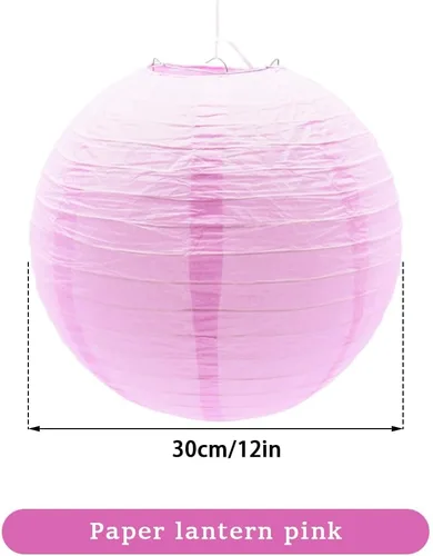Miniatura 2 de 6 faroles de papel de 12 pulgadas, color rosa, chinos, japoneses, redondos, para decoración de Halloween, bodas, cumpleaños, faroles de papel