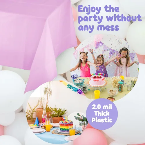 Miniatura 5 de New Paradise Fundas de mesa desechables y reutilizables de plástico resistente, tamaño rectangular de 54 x 108 pulgadas (5 unidades) - Combo