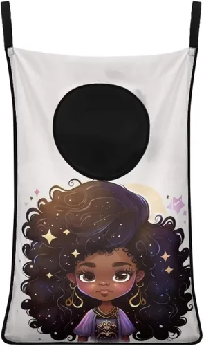Miniatura 11 de Cesto de lavandería para colgar sobre la puerta de las niñas negras africanas, cesta de lavandería para mujeres afroamericanas, cesta para ahorrar