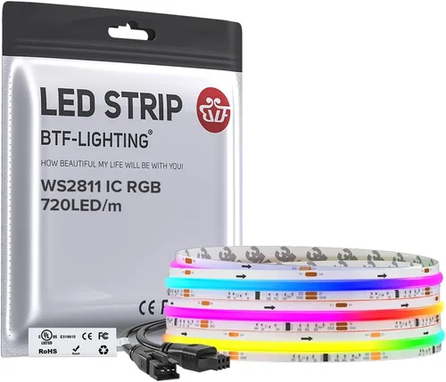 Miniatura 13 de BTF-LIGHTING FCOB WS2811 IC RGB COB - Tira de luces LED COB de 16.4 pies DC12V 630LED/m Flexible de Alta Densidad Uniforme Luz de Color Perseguidor