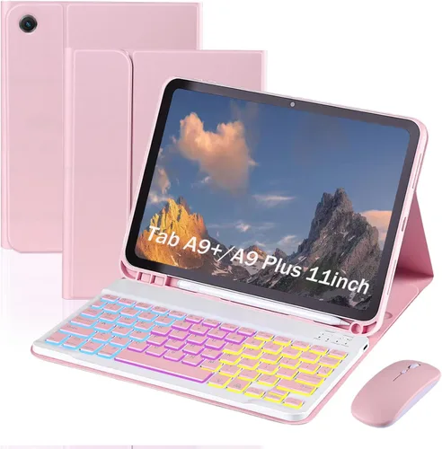 Miniatura 10 de Funda de teclado para Samsung Galaxy Tab S6 Lite de 10.4 pulgadas, teclado ligero desmontable con retroiluminación, funda delgada para tableta