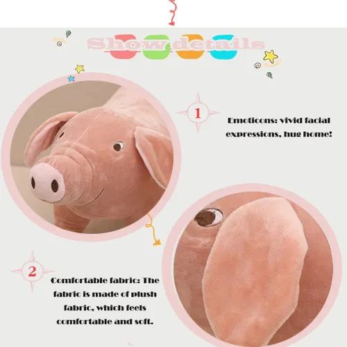 Miniatura 4 de Peluche de cerdo rosa de 15.7 pulgadas, almohada de peluche para niños