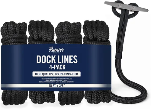 Miniatura 21 de RainierSupplyCo Líneas de Amarre - Paquete de 2 cuerdas de barco para atraque con bucle, cuerda marina de nailon doble trenzada de alta calidad
