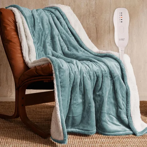 Miniatura 26 de JET'S HOME Manta térmica de 50 x 60 pulgadas, manta eléctrica de franela con certificación ETL, lavable a máquina, con 9 niveles de calefacción, 10