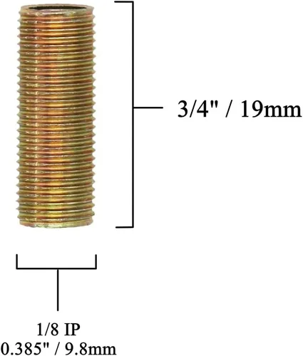 Miniatura 3 de Creative Hobbies ELY1085 - Tetinas de tubo de lámpara de acero con rosca - 3/4 pulgadas de largo, revestimiento de zinc amarillo, rosca estándar