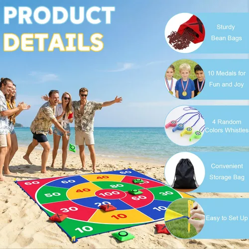 Miniatura 7 de Giant Tic Tac Toe Bean Bag Toss Outdoor Games Double-Sided Large Tic Tac Toe Game Outside Game Lawn Yard Backyard Field Day Carnival