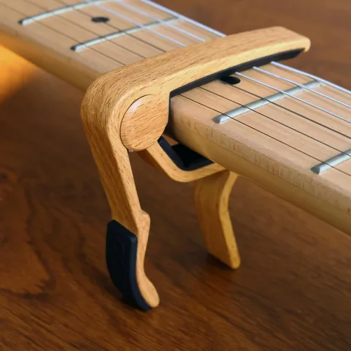 Miniatura 5 de WINGO Cejilla de guitarra para guitarra acústica y eléctrica con 5 púas, Burlywood