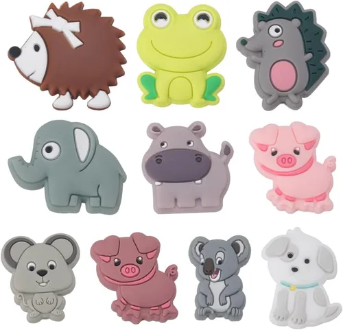 Miniatura 12 de SUNNYCLUE 10 estilos de cuentas focales de silicona lindas 3D astronautas encantos de personajes de silicona a granel de dibujos animados espaciales