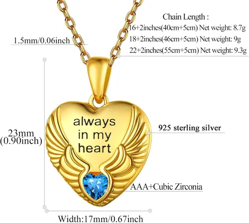 Miniatura 5 de FindChic Collar con medallón de corazón de plata de ley 925, nudo celta, rama delicada, ala de ángel, ramas de plantas, abrazo, llama, collar