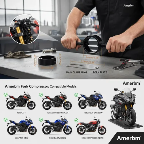 Miniatura 5 de Kit de herramientas universal de compresor de resorte de horquilla de motocicleta que funciona con la mayoría de horquillas invertidas