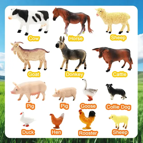 Miniatura 6 de Juguetes de granero rojo para niños pequeños de 1 a 3 años, figuras de animales de granja con tractor para niños de 2, 3, 4, 5 años, juguetes