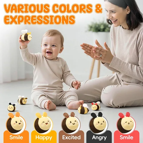 Miniatura 4 de Juguetes para bebés de 6 a 12 meses - Juguete infantil de colmena con 5 abejas sensoriales, animales de peluche, crujido, sonajero, espejo y música