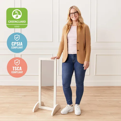 Miniatura 6 de ECR4Kids Espejo bidireccional de un solo lado para niños pequeños, muebles para niños, lavado en blanco Blanco Cal