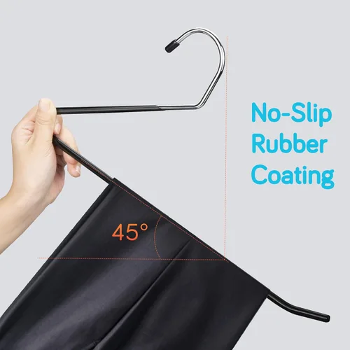 Miniatura 6 de IPOW Paquete de 24 perchas de metal resistentes para pantalones, perchas para armario, perchas de ropa de extremo abierto para pantalones holgados
