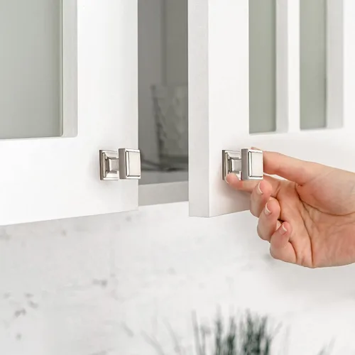 Miniatura 5 de Pomos de gabinete plateados de Home Expert, paquete de 5 - Tiradores cuadrados negros para cocina y cajones - Pomos de puerta de armario de níquel
