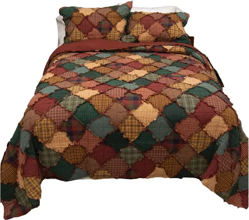 Miniatura 4 de Donna Sharp Colcha de algodón individual – Colcha Campfire Lodge con piezas y patrón de retazos – Lavable a máquina – 70 x 92 pulgadas
