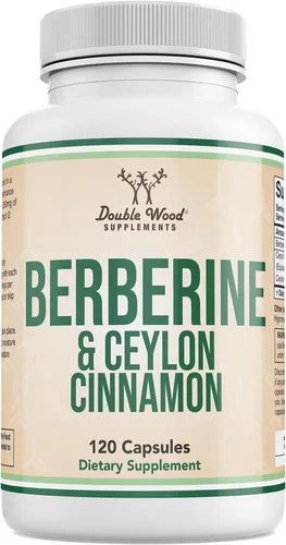Berberina con canela de Ceilán (500 mg y dosis equivalentes a 2 gramos) 120 cápsulas para el metabolismo y la salud metabólica, probada por