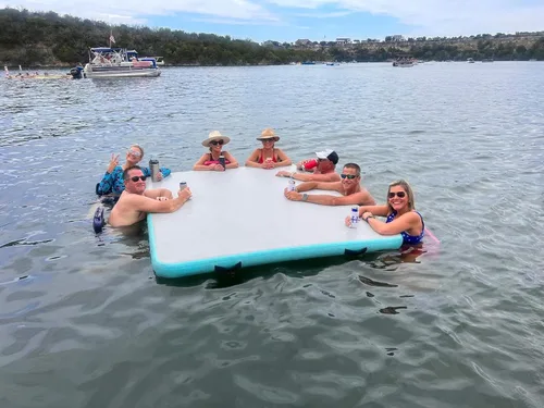 Miniatura 12 de Alfombrilla flotante inflable para lagos y piscinas, plataforma inflable, plataforma inflable, muelle de natación portátil de tamaño familiar