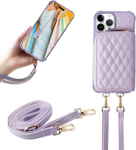 MONASAY Funda tipo cartera con cremallera compatible con iPhone 15 Pro Max de 6.7 pulgadas [protector de pantalla de vidrio] [bloqueo RFID] Funda de