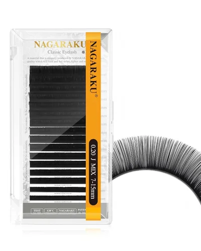 Miniatura 230 de NAGARAKU Extensiones de pestañas, pestañas individuales, 0.05mm, rizo D, 15mm, clásico, negro mate, suave, natural, profesional, 16 filas, 0.05-D
