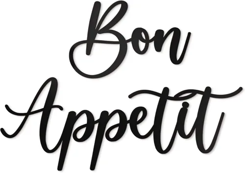 Vivegate Bon Appetit - Decoración de pared de metal – 17 x 12 pulgadas, diseño moderno y bonito de granja, arte de pared de metal para colgar