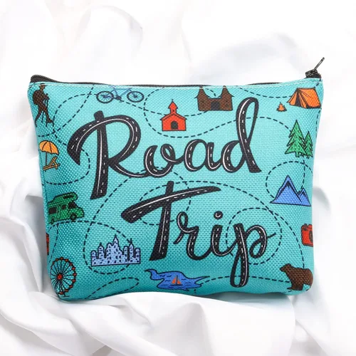 Miniatura 6 de Regalo para amantes de los viajes, viajes por carretera, camping, viaje, senderismo, amante de la cremallera, bolsa de maquillaje