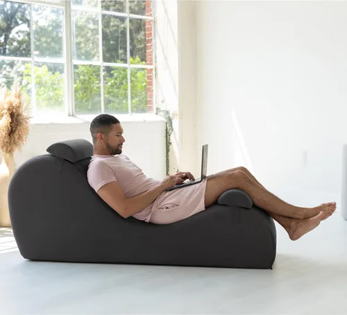 Miniatura 6 de Avana Chakra Yoga Chaise - 2 reposacabezas ajustables y asas con correas ajustables, micro terciopelo/microbucle, negro y gris