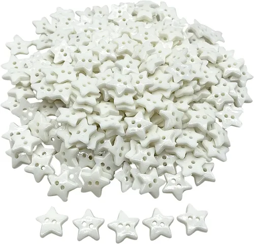 Miniatura 12 de Queenbox 30 botones de estrella de cinco puntas de 0.59 pulgadas con 2 agujeros, botones de costura de resina para tejer, manualidades, costura