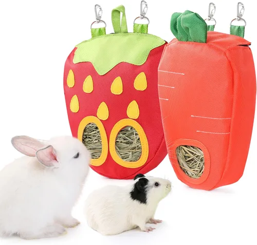 Miniatura 8 de JanYoo Dispensadores de comida para conejos, bolsa de alimentador de heno para conejillos de indias, accesorios de almacenamiento, capacidad
