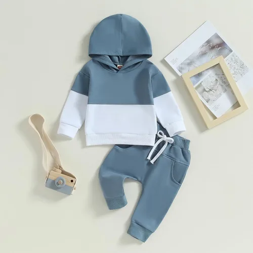 Miniatura 84 de Conjunto de ropa de otoño e invierno para bebé y niño, sudadera larga con capucha y pantalones para niños pequeños, 6, 12, 18, 24 meses, 2T