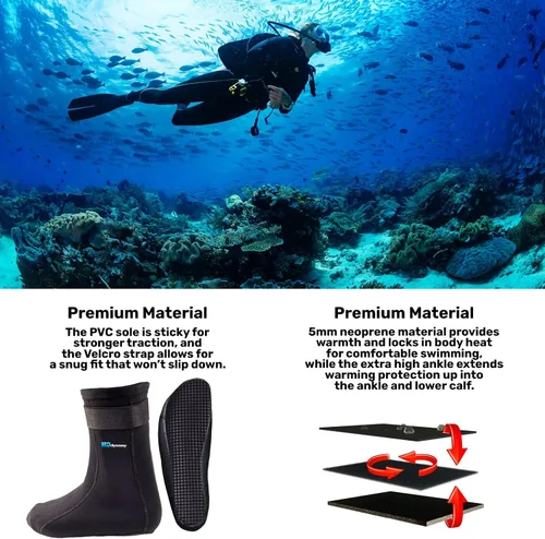 Miniatura 7 de H2ODYSSEY Calcetines de buceo de neopreno de 0.197 in - Calcetines de agua con tobillo alto para una protección extendida
