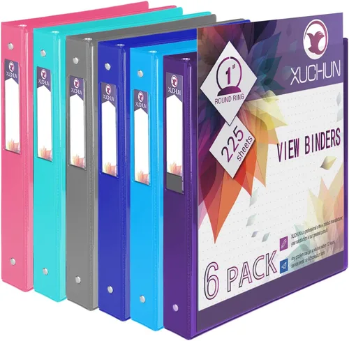 Miniatura 9 de XUCHUN Carpeta de 3 anillos de 1 pulgada, carpeta transparente con 2 bolsillos, capacidad para 225 hojas de papel de 8.5 x 11 pulgadas, cubierta