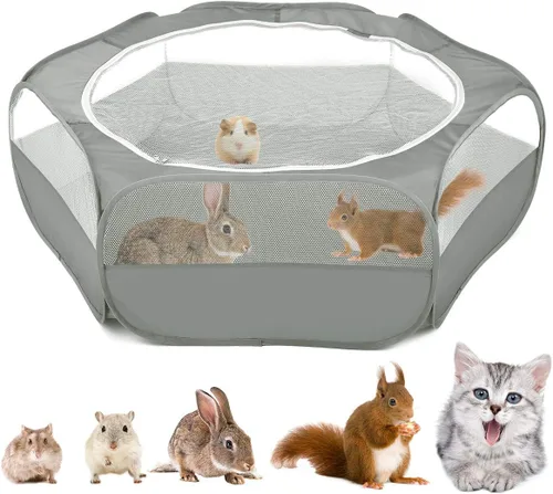 Miniatura 9 de VavoPaw Corralito para Animales Pequeños, Caja de Crianza de Pollos con Tapa Superior, Carpa de Jaula Portátil para Ejercicio al Aire Libre