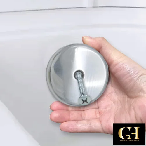 Miniatura 7 de Placa de desagüe de bañera de un solo agujero/Cubierta de drenaje de desbordamiento de bañera con tres tornillos a juego/Cubierta de desbordamiento